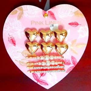 "Pink Linen" Hair Accessories: HEARTS